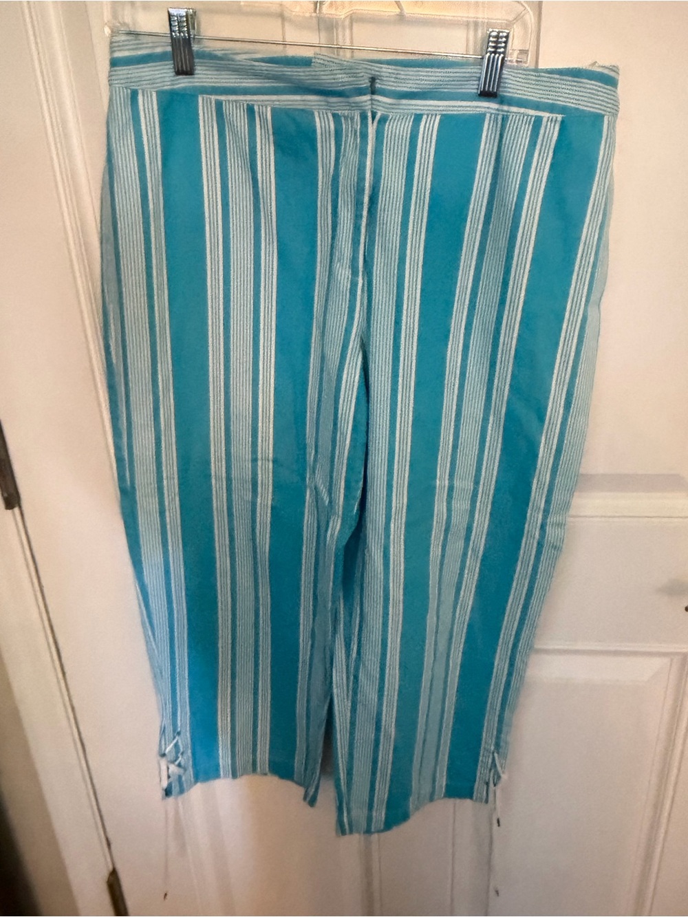 Woman’s Teal & White Stripe Chino Shorts